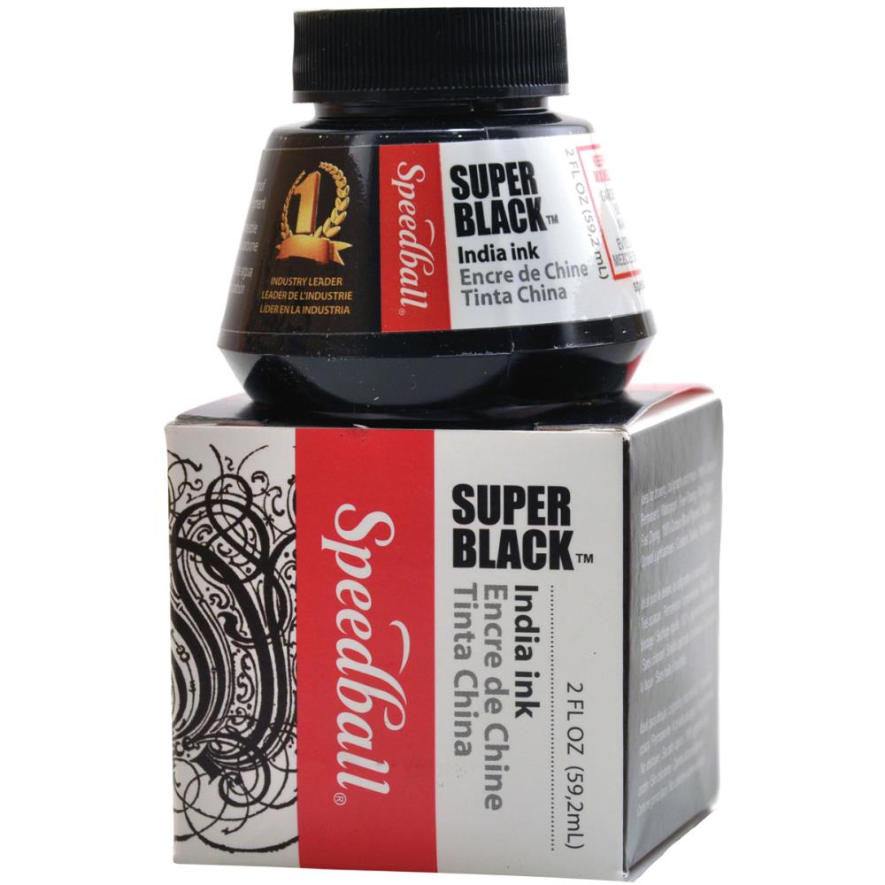 Vintage Box Hunt Speedball Ink Bottle Super Black India Ink 3338 Solid Ink